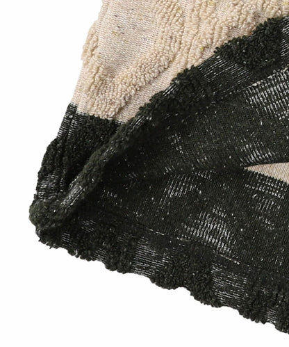 Cable Pile Jacquard Striped Hi-neck Pullover