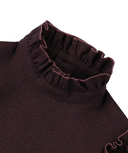 Mottled Serge Stretch Ruffled Blouse