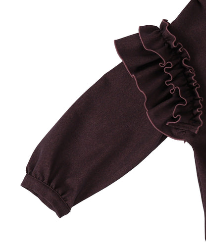 Mottled Serge Stretch Ruffled Blouse