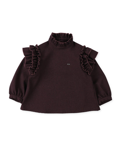 Mottled Serge Stretch Ruffled Blouse