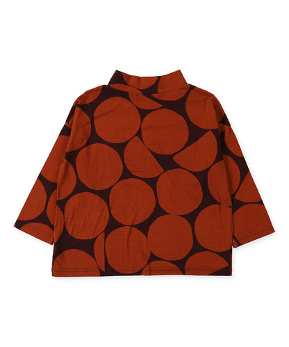 Dot Print Mockneck Long Sleeve Tee