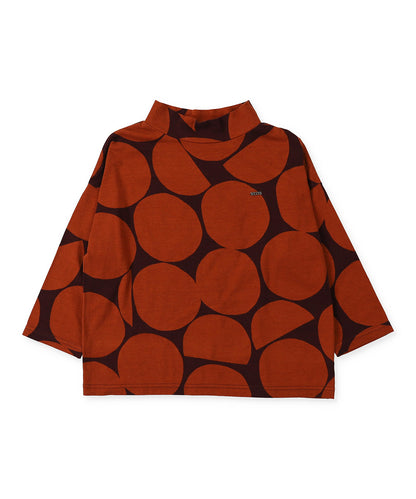 Dot Print Mockneck Long Sleeve Tee