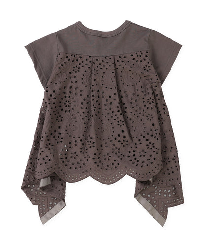 Smooth Cotton Jersey and Cutwork Lace Tee