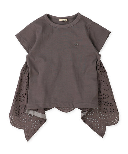 Smooth Cotton Jersey and Cutwork Lace Tee