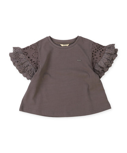 Smooth Cotton Jersey and Frill Sleeve Tee