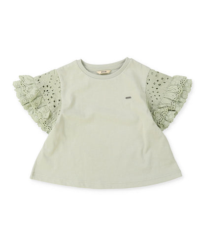 Smooth Cotton Jersey and Frill Sleeve Tee