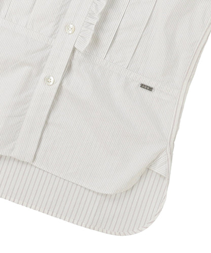 Poplin Striped Ruffle Blouse