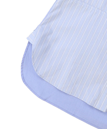 Poplin Striped Ruffle Blouse(LADIES)