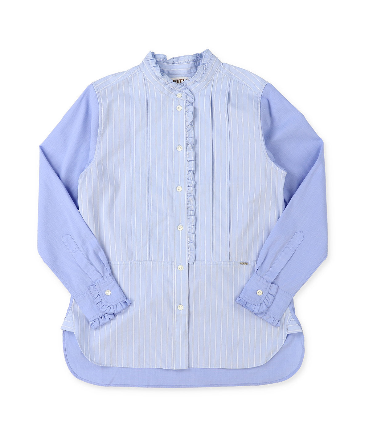 Poplin Striped Ruffle Blouse(LADIES)