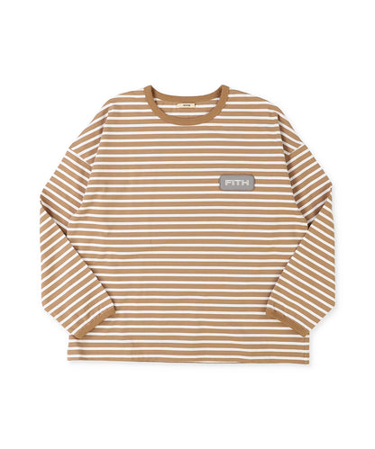 Striped Patch Long Sleeve Tee(LADIES)