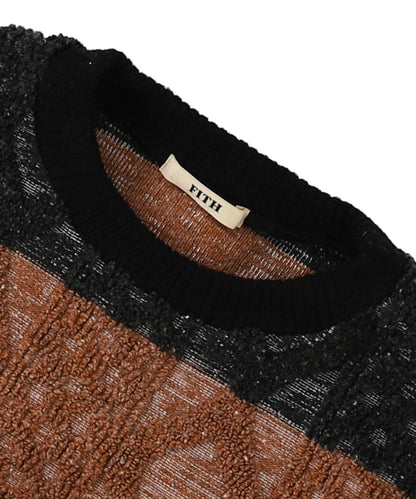 Striped Rope-knitting Pullover