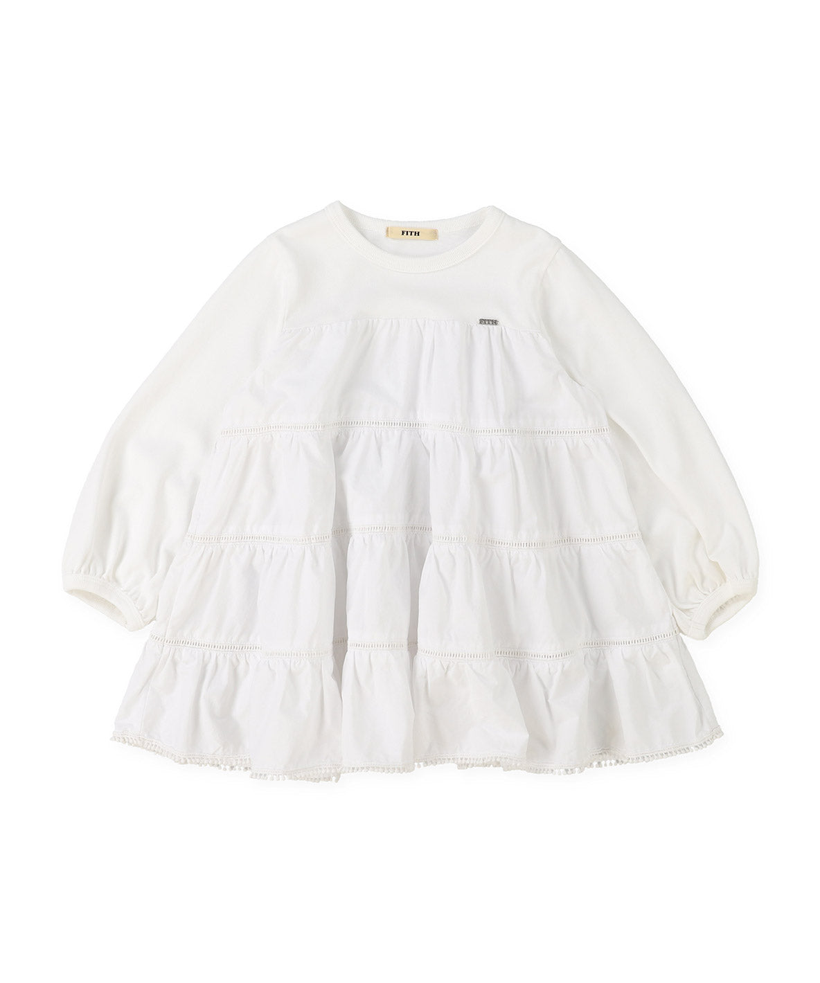 Cotton Jersey and Cloth Tiered Long Sleeve Tee