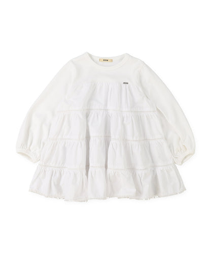 Cotton Jersey and Cloth Tiered Long Sleeve Tee