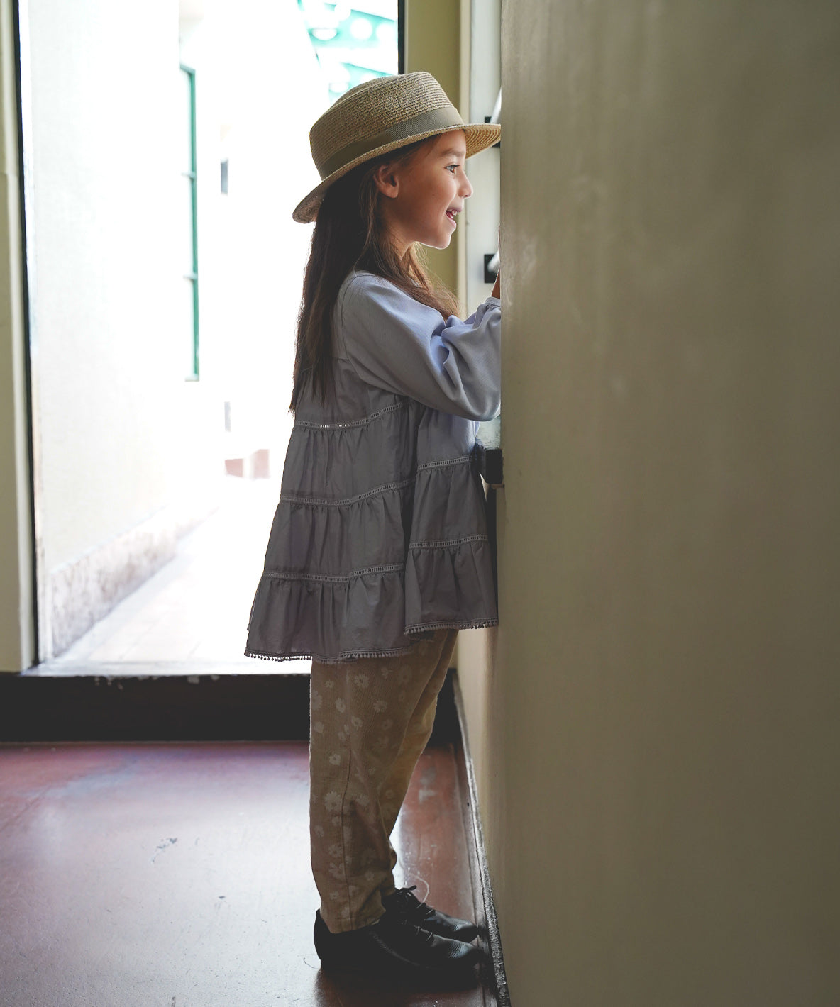 Cotton Jersey and Cloth Tiered Long Sleeve Tee