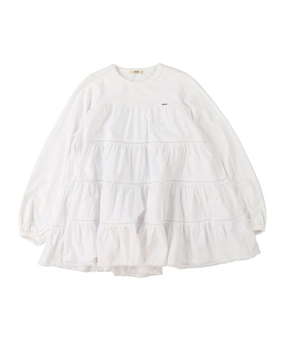Cotton Jersey and Cloth Tiered Long Sleeve Tee(LADIES)