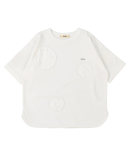 Smooth Cotton Jersey Dot Elbow-length Sleeve Tee