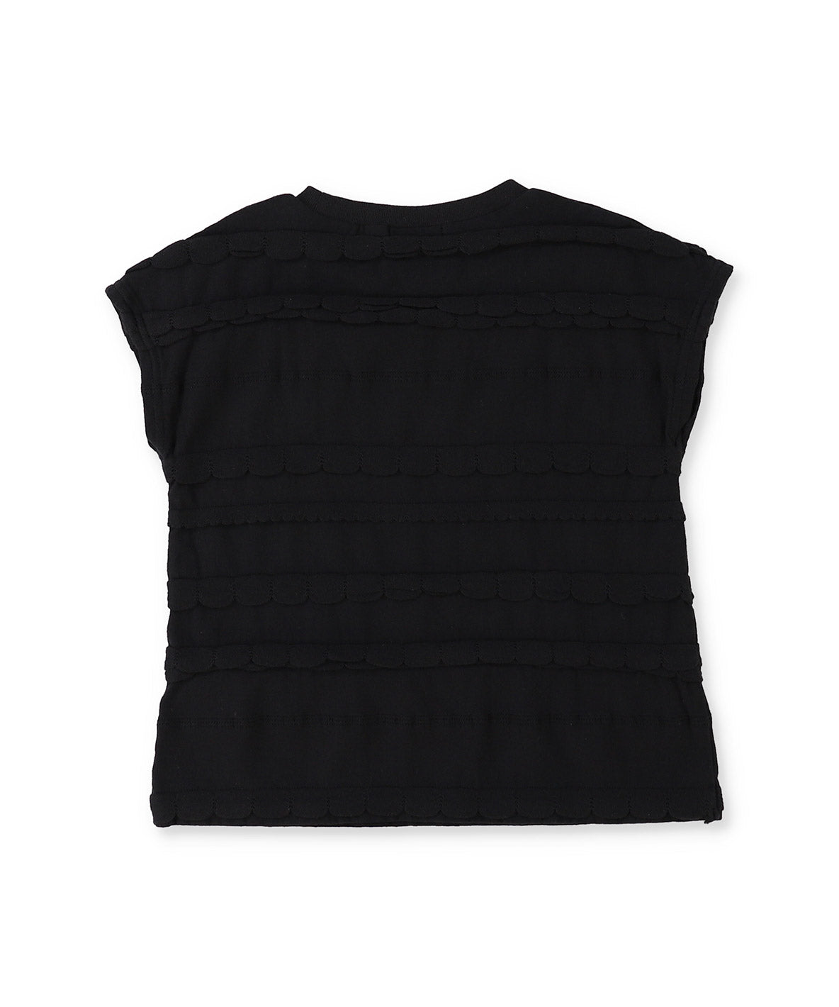 Scalloped Jacquard French-sleeve Tee