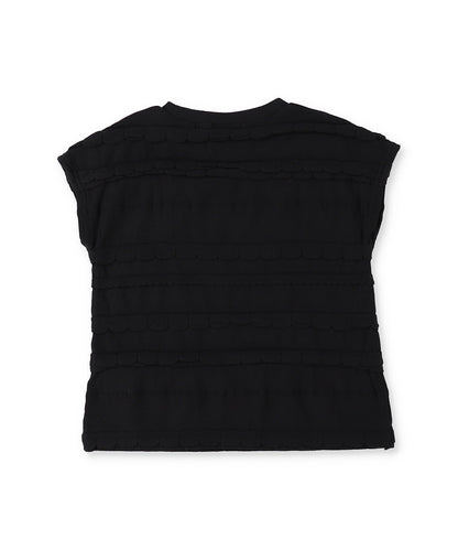 Scalloped Jacquard French-sleeve Tee