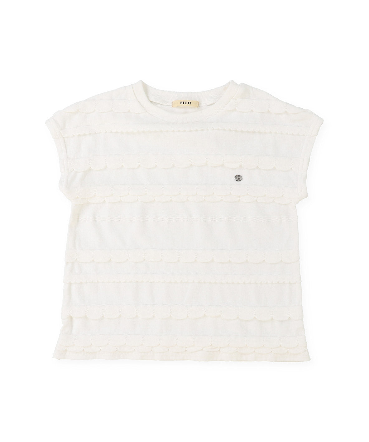 Scalloped Jacquard French-sleeve Tee