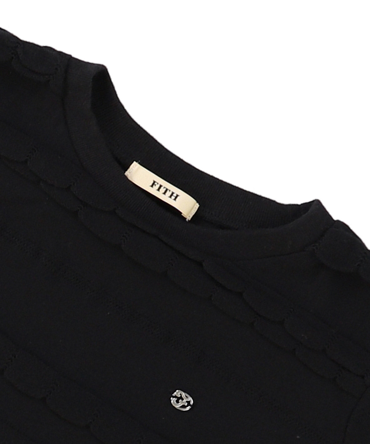 Scalloped Jacquard Long Sleeve Tee