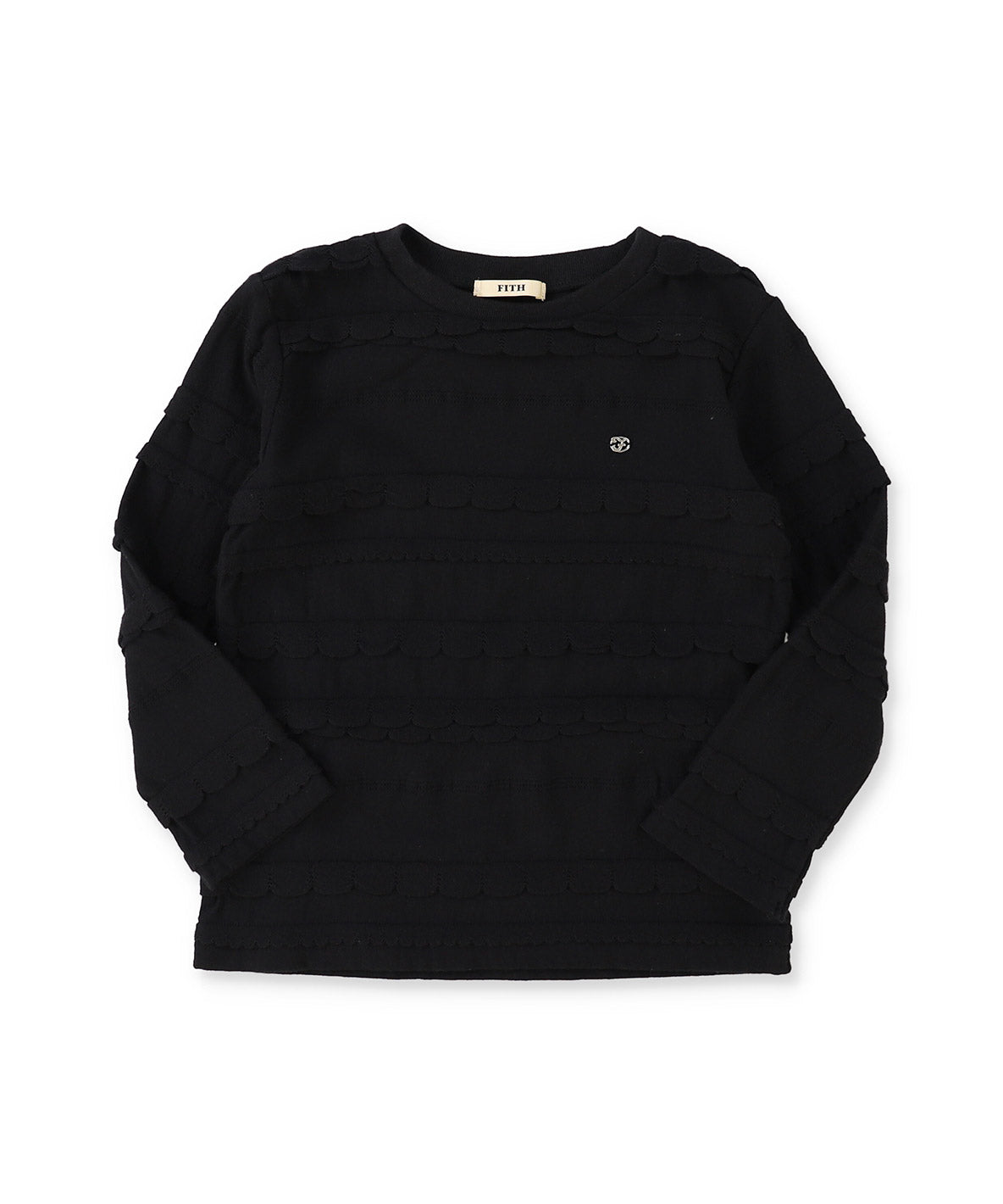 Scalloped Jacquard Long Sleeve Tee