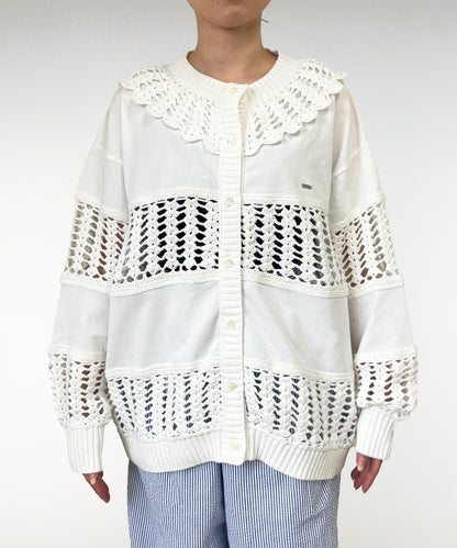 Smooth Cotton Jersey and Knit Cardigan
