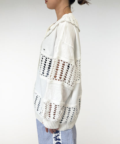 Smooth Cotton Jersey and Knit Cardigan