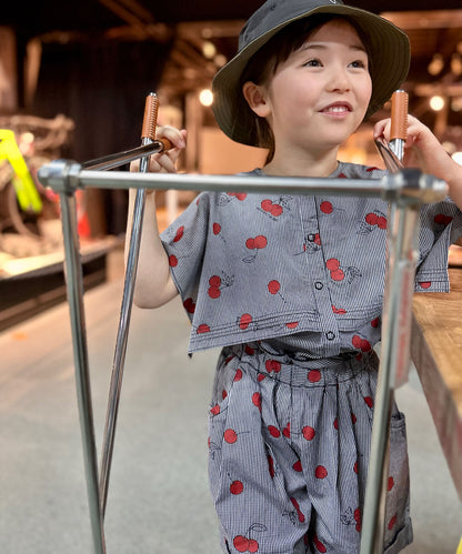 Checked and Cherry Cape Blouse
