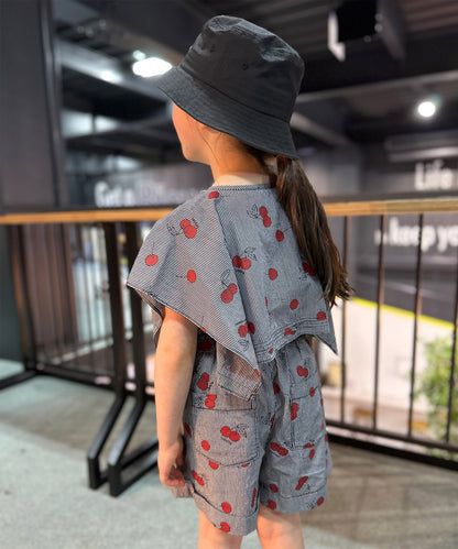 Checked and Cherry Cape Blouse