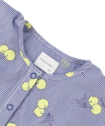 Checked and Cherry Cape Blouse