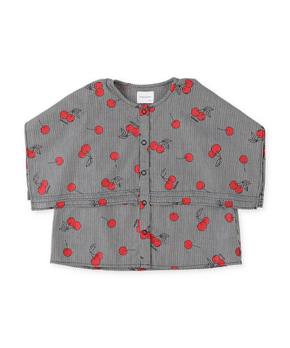 Checked and Cherry Cape Blouse