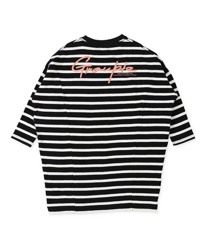 Striped Tent Silhouette Long Sleeve Dress