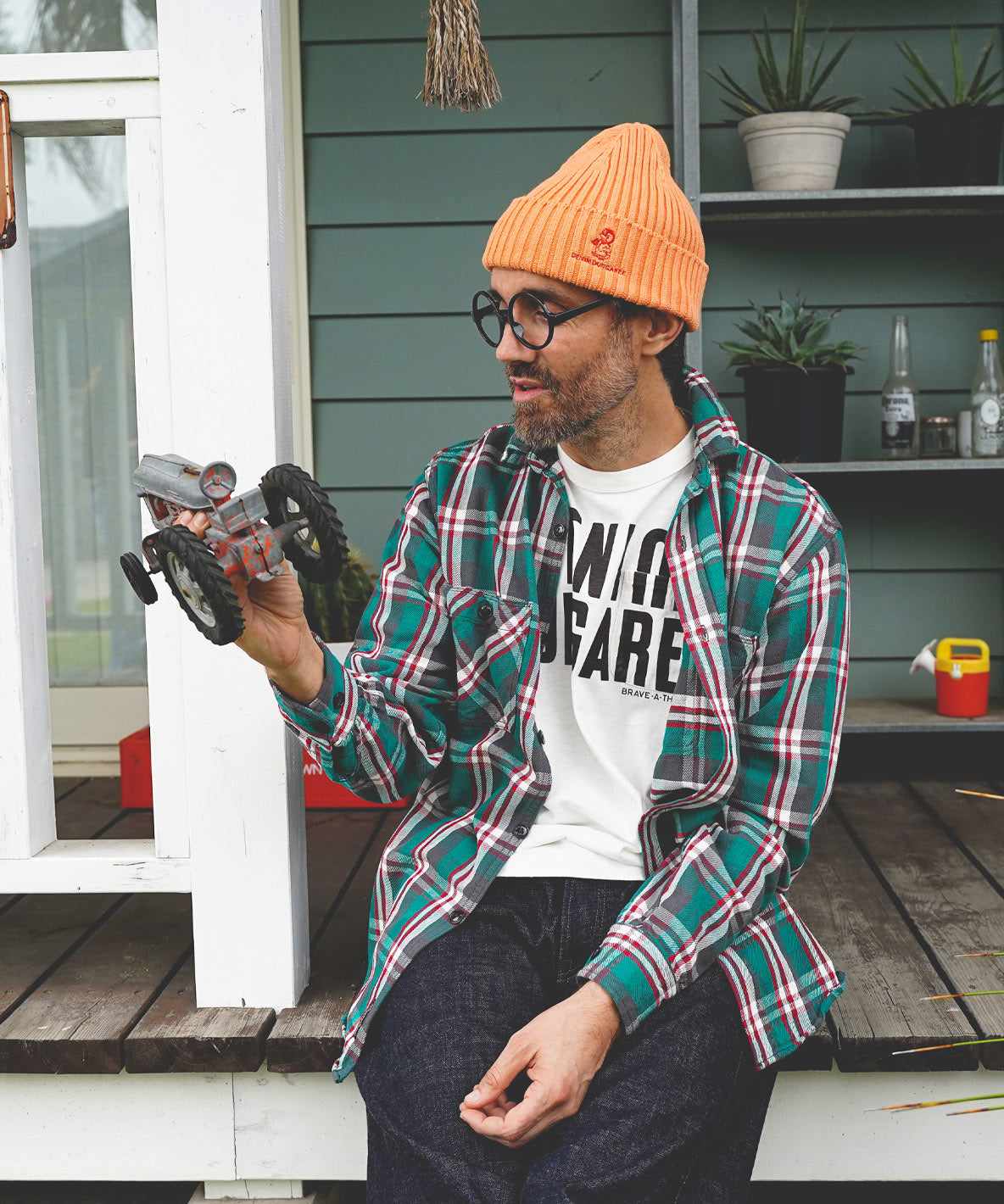 Uneven Plaid Shirt(MENS)