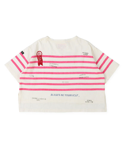 Cotton Jersey Striped and Printed Tee