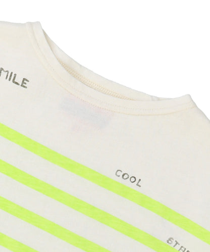 Cotton Jersey Striped and Printed Tee