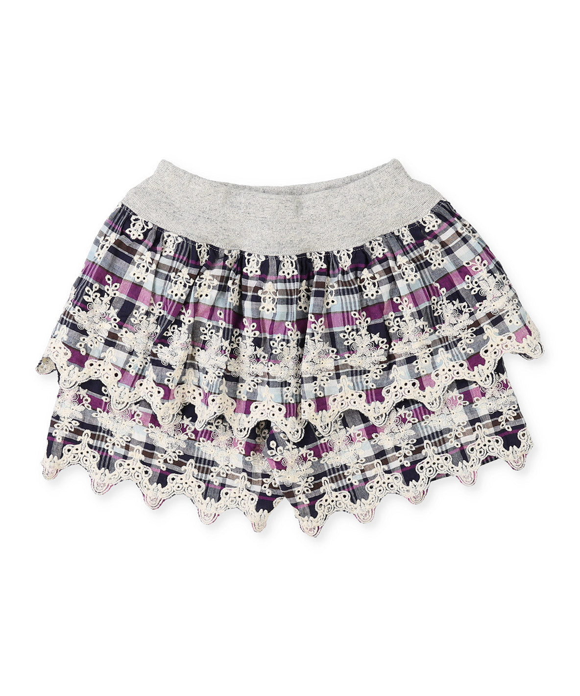 Madras Plaid Scalloped Shorts