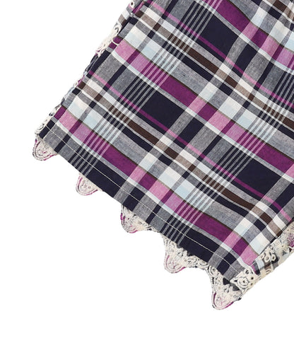 Madras Plaid Scalloped Shorts