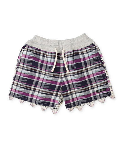 Madras Plaid Scalloped Shorts