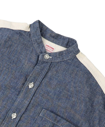 Chambray Remake Collarless Shirt(LADIES)