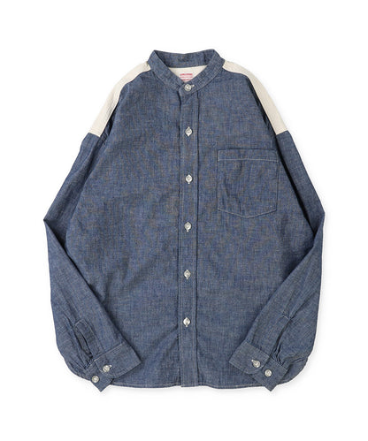 Chambray Remake Collarless Shirt(LADIES)