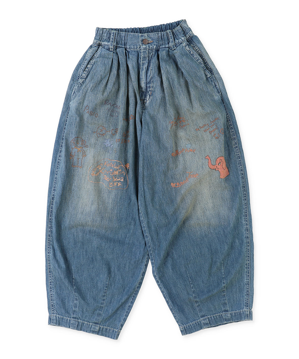 8oz Denim Scribble Balloon Pants(LADIES)