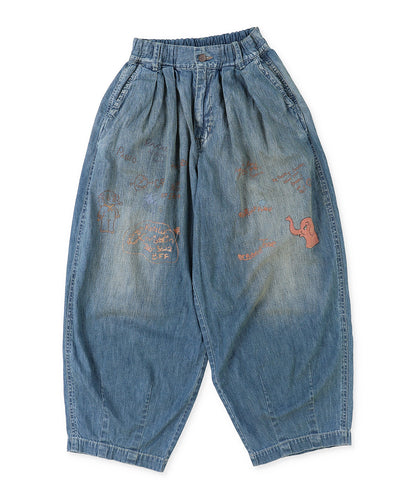 8oz Denim Scribble Balloon Pants(LADIES)