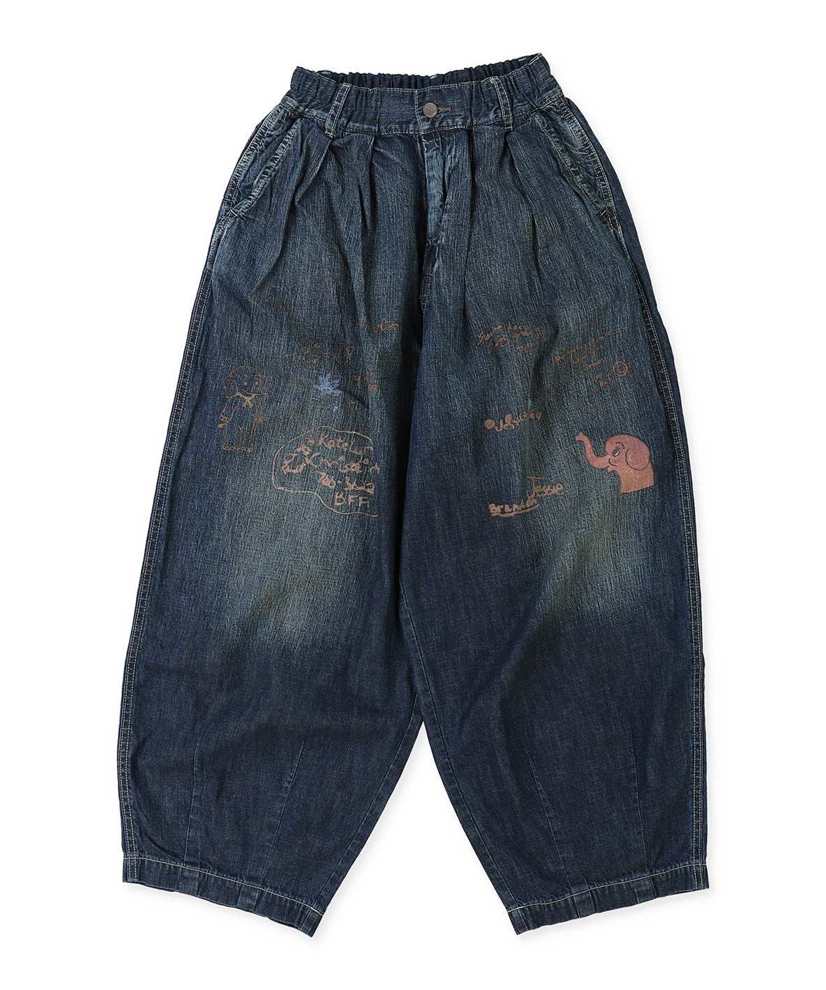 8oz Denim Scribble Balloon Pants(LADIES)