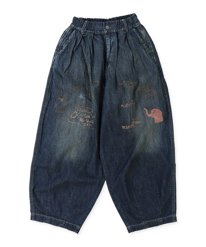 8oz Denim Scribble Balloon Pants(LADIES)