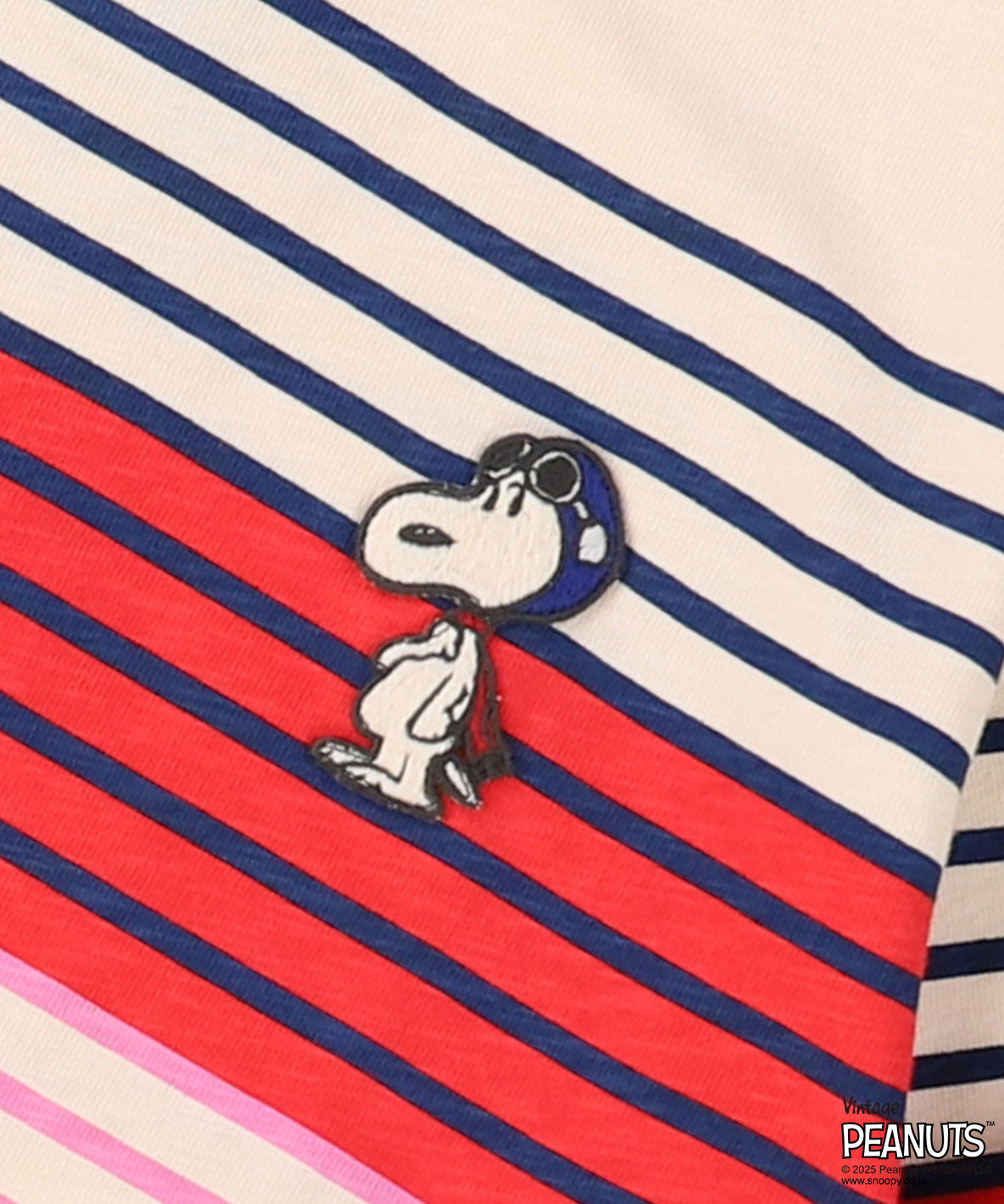 SNOOPY Striped Print Tee(LADIES)