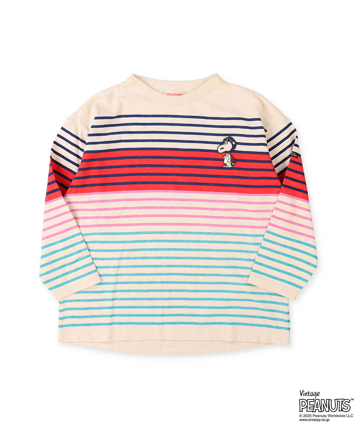 SNOOPY Striped Print Tee(LADIES)
