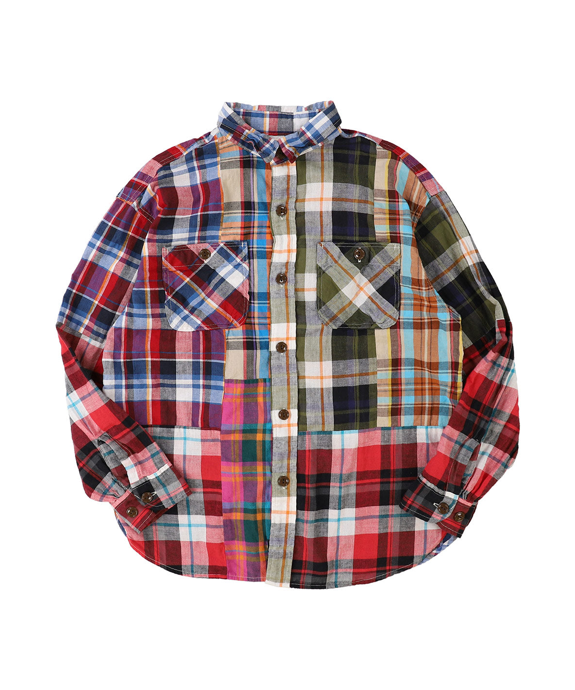 Uneven Colorful Plaid Shirt(MENS)