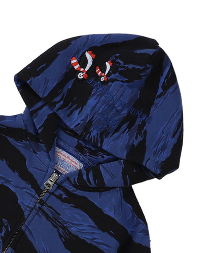 Patterned Zip-up Sweat Hoodie