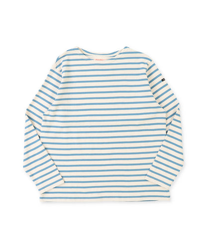 Striped Cotton Jersey Boat-neck Long Sleeve Tee(LADIES)