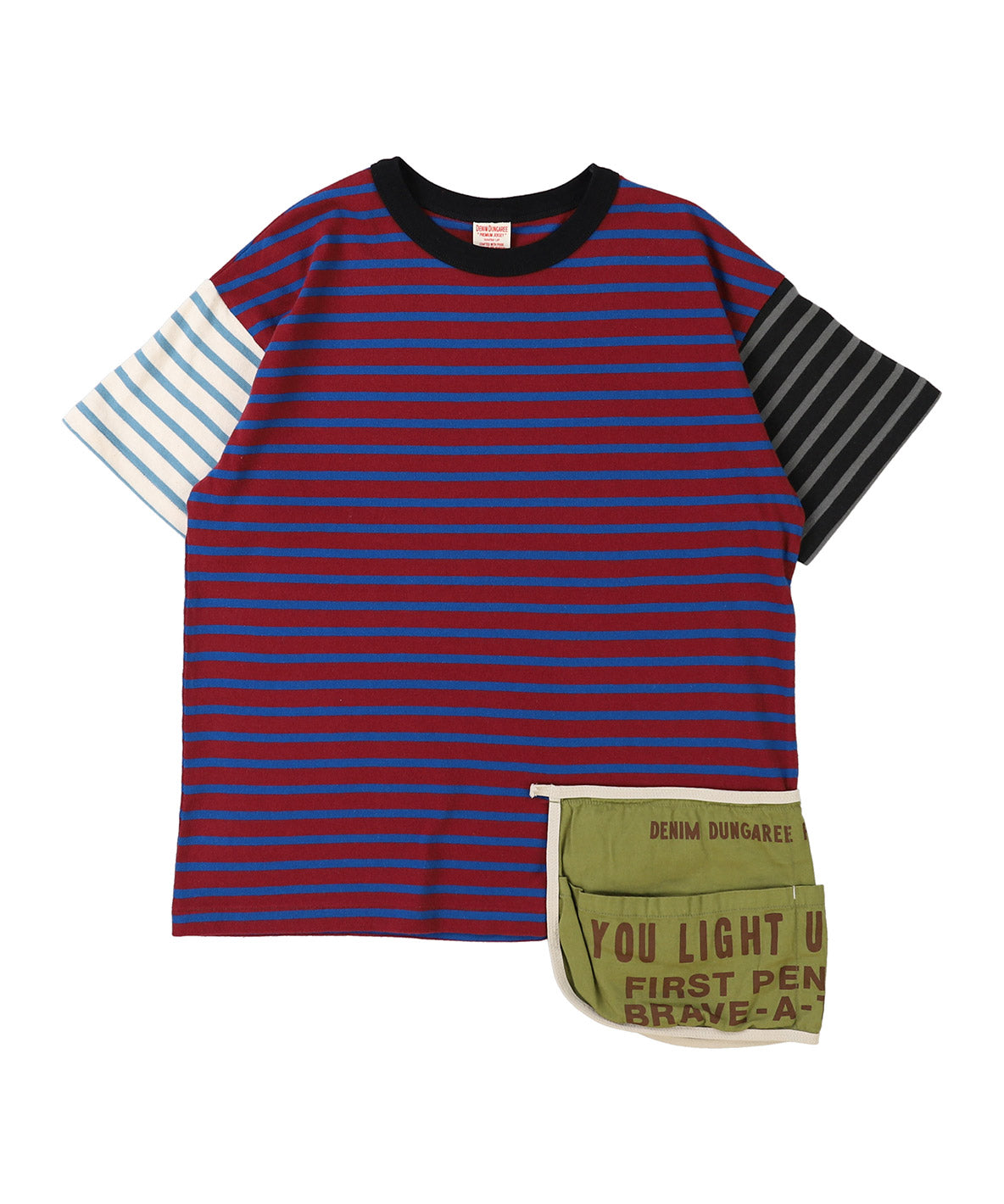 Striped Cotton Jersey Apron Tee(LADIES)